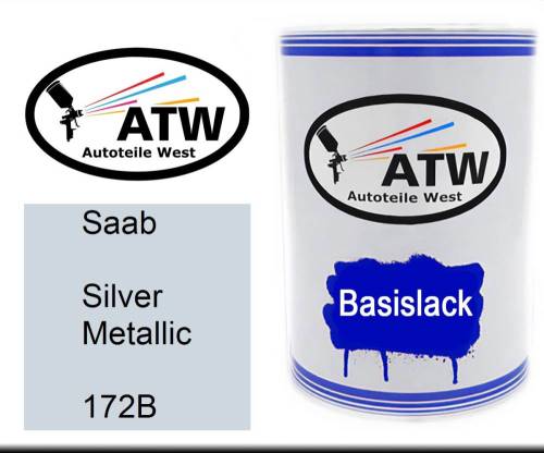 Saab, Silver Metallic, 172B: 500ml Lackdose, von ATW Autoteile West.